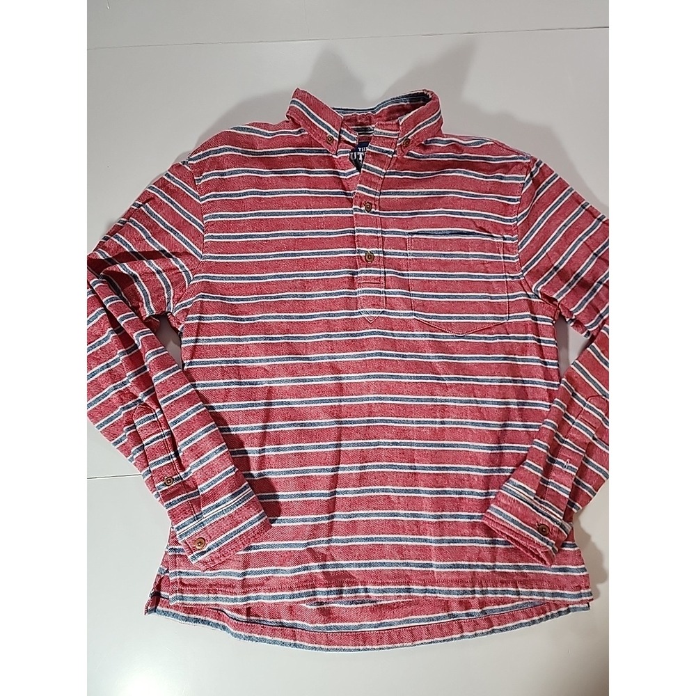 Chubbies The Nutter Men's Size Medium M Long Sleeve Polo Shirt Striped Red Navy